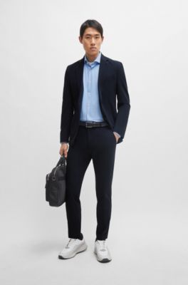 Chemise Regular Fit structur&eacute;e en mati&egrave;re stretch performante, bleu clair