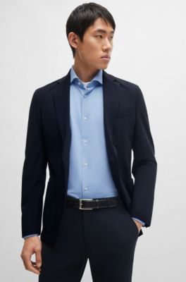 Chemise Regular Fit structur&eacute;e en mati&egrave;re stretch performante, bleu clair