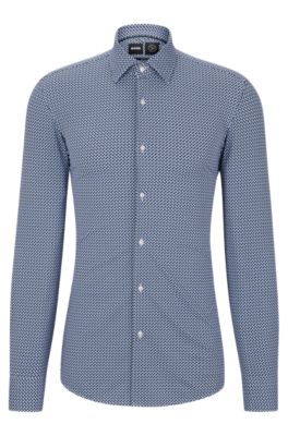 BOSS - Slim-fit shirt in printed performance-stretch fabric