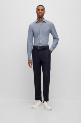 BOSS - Slim-fit shirt in printed performance-stretch fabric