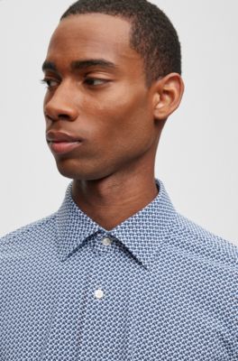 BOSS - Slim-fit shirt in printed performance-stretch fabric