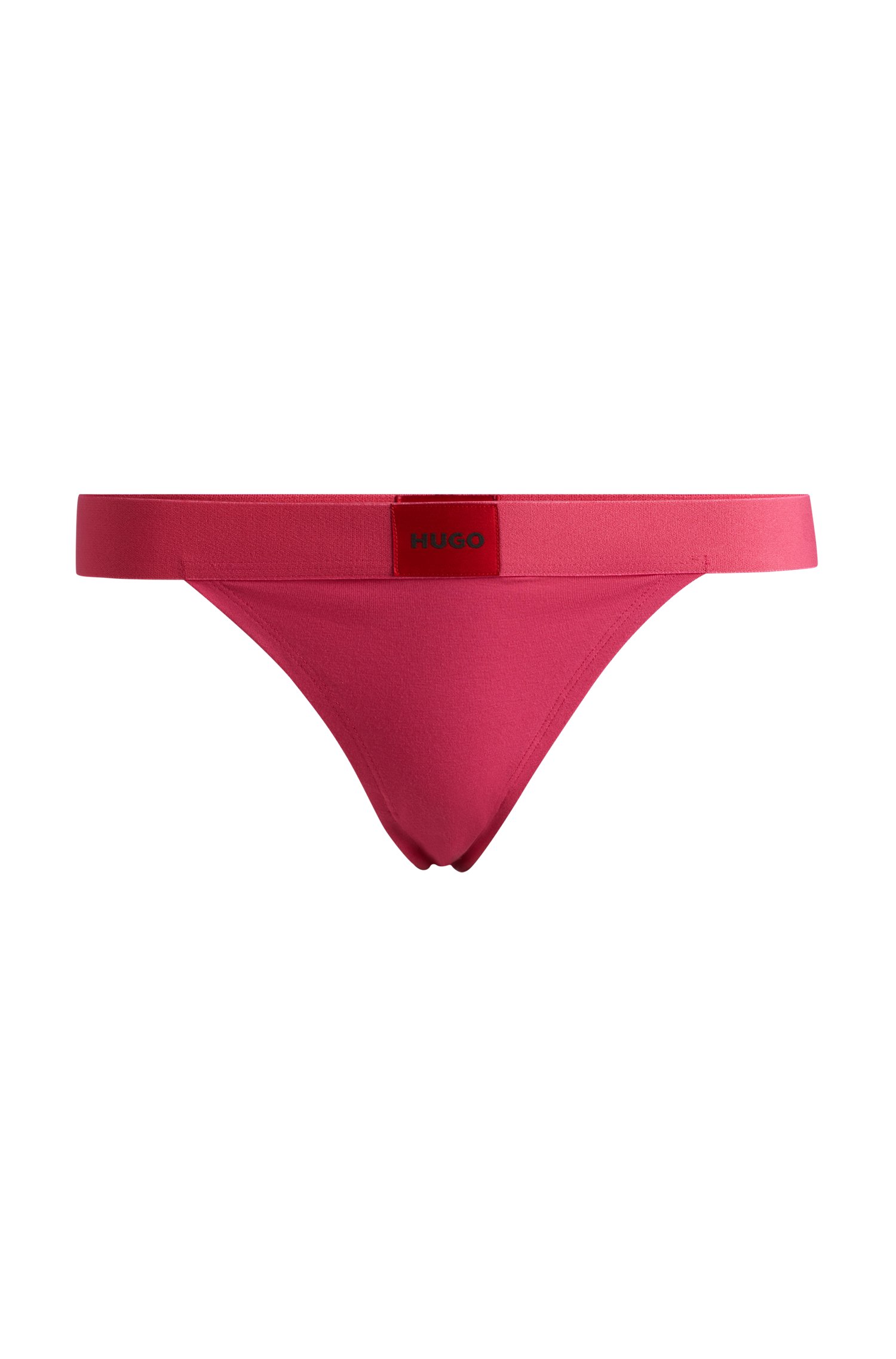 Stretch-cotton thong briefs with logo waistband
