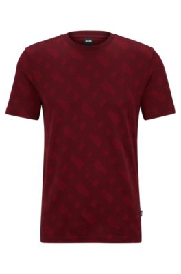 BOSS - Mercerized-cotton regular-fit T-shirt with monogram