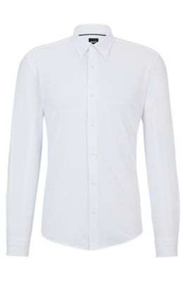 BOSS - Slim-fit shirt in performance-stretch material