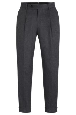 Hugo Boss Relaxed-fit Trousers In A Cashmere Blend In Grey