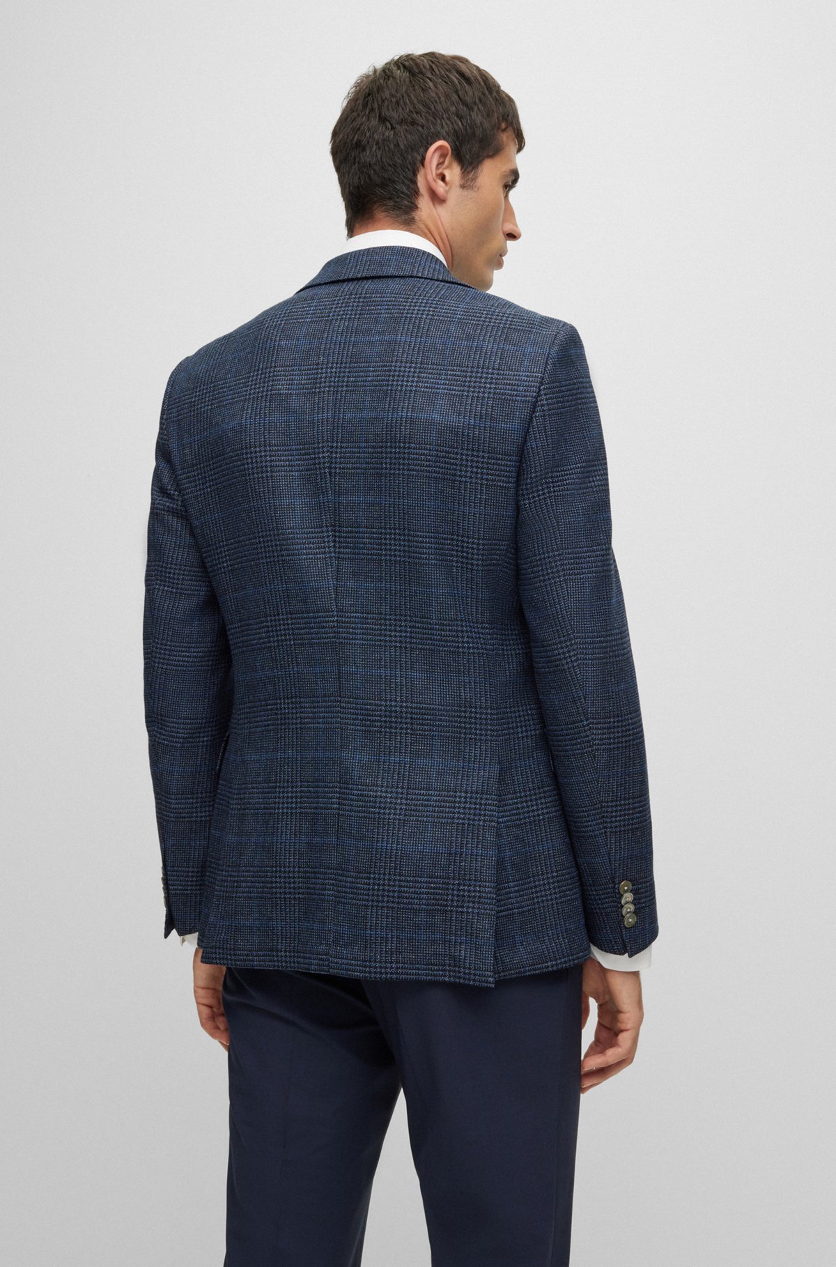 BOSS - Slim-fit jacket in a checked stretch-wool blend BOSS - Slim-fit jacket in a checked stretch-wool blend