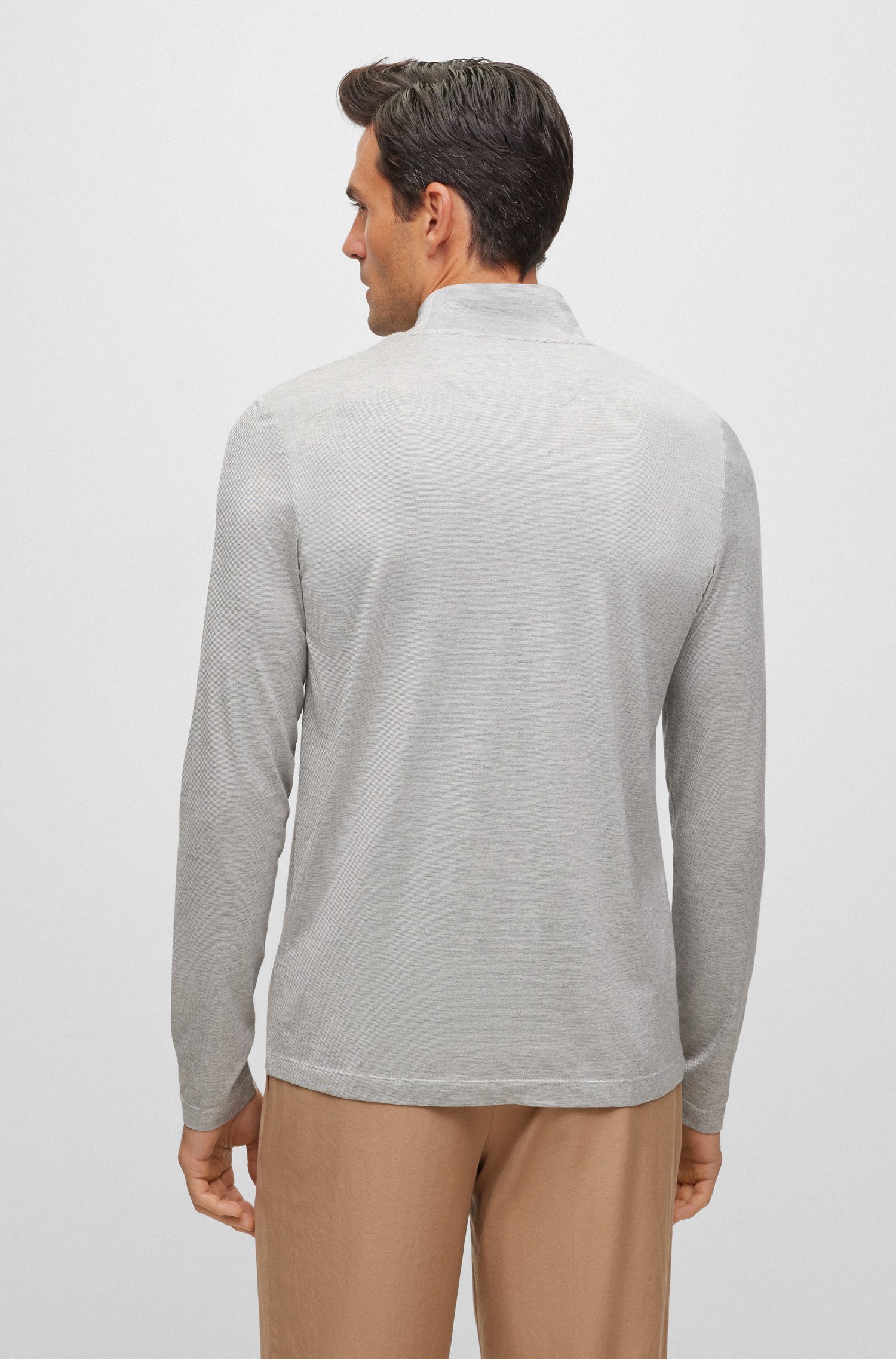 Camiseta de cuello alto en jacquard algodón y seda