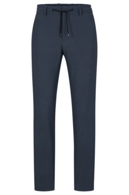 BOSS - Slim-fit pants in micro-patterned performance-stretch jersey