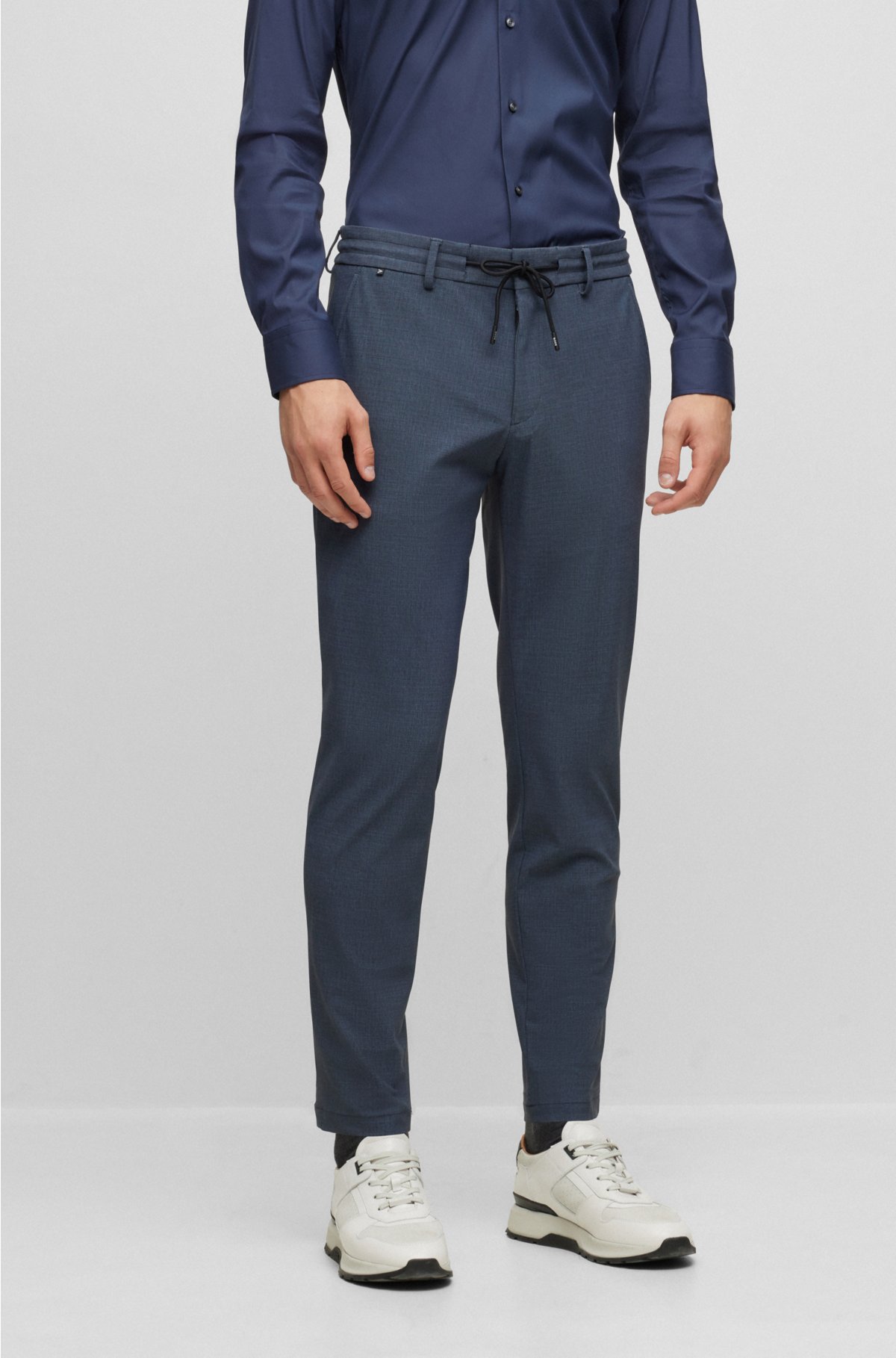 Slim-fit pants in micro-patterned performance-stretch jersey