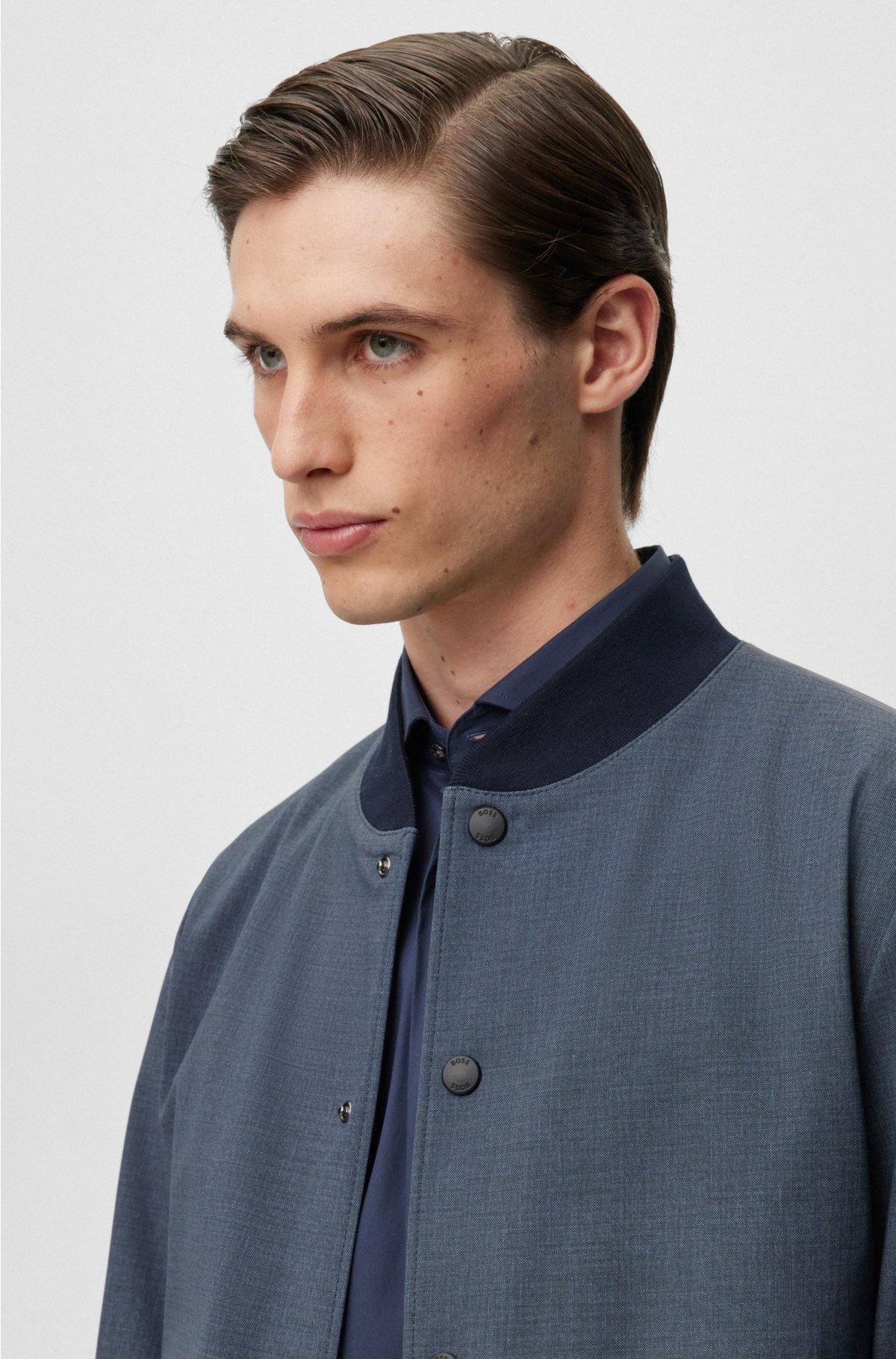 BOSS - Slim-fit jacket in micro-patterned performance-stretch jersey