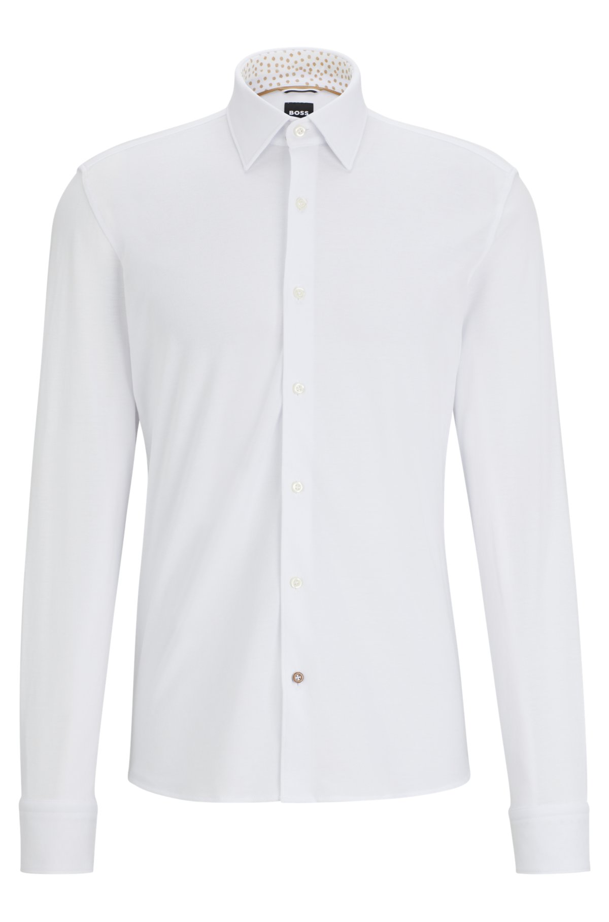 Sliml-fit shirt in pure-cotton jersey, White