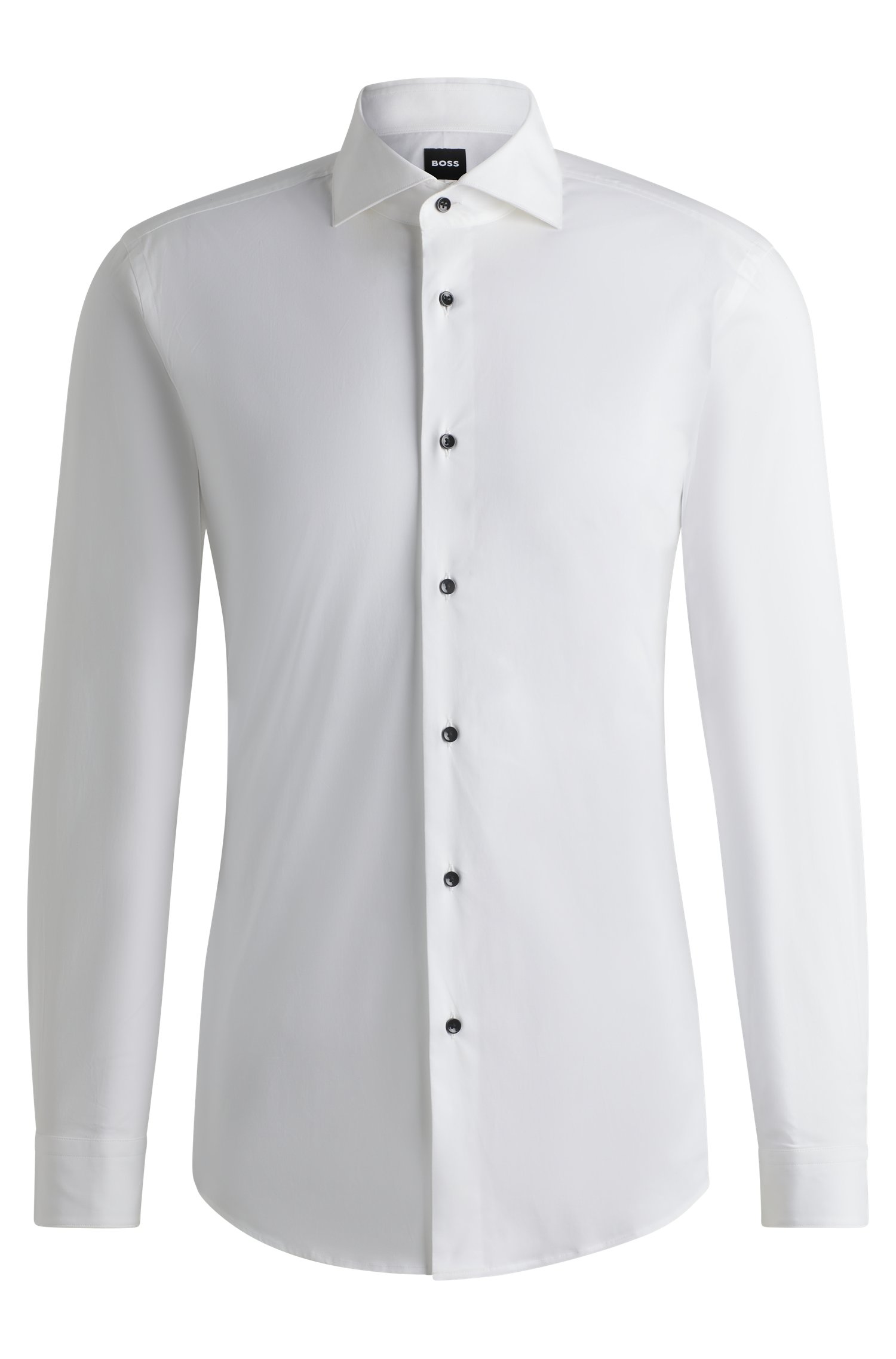 Camisa de vestir slim fit en algodón elástico planchado fácil