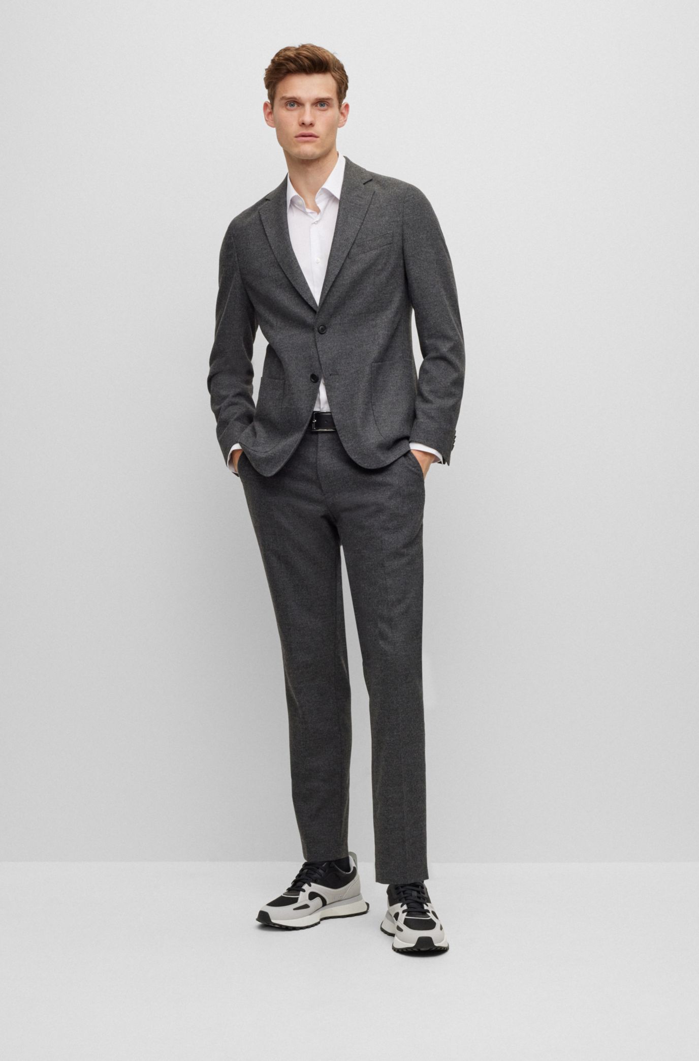 BOSS - Slim-fit formal trousers in stretch material