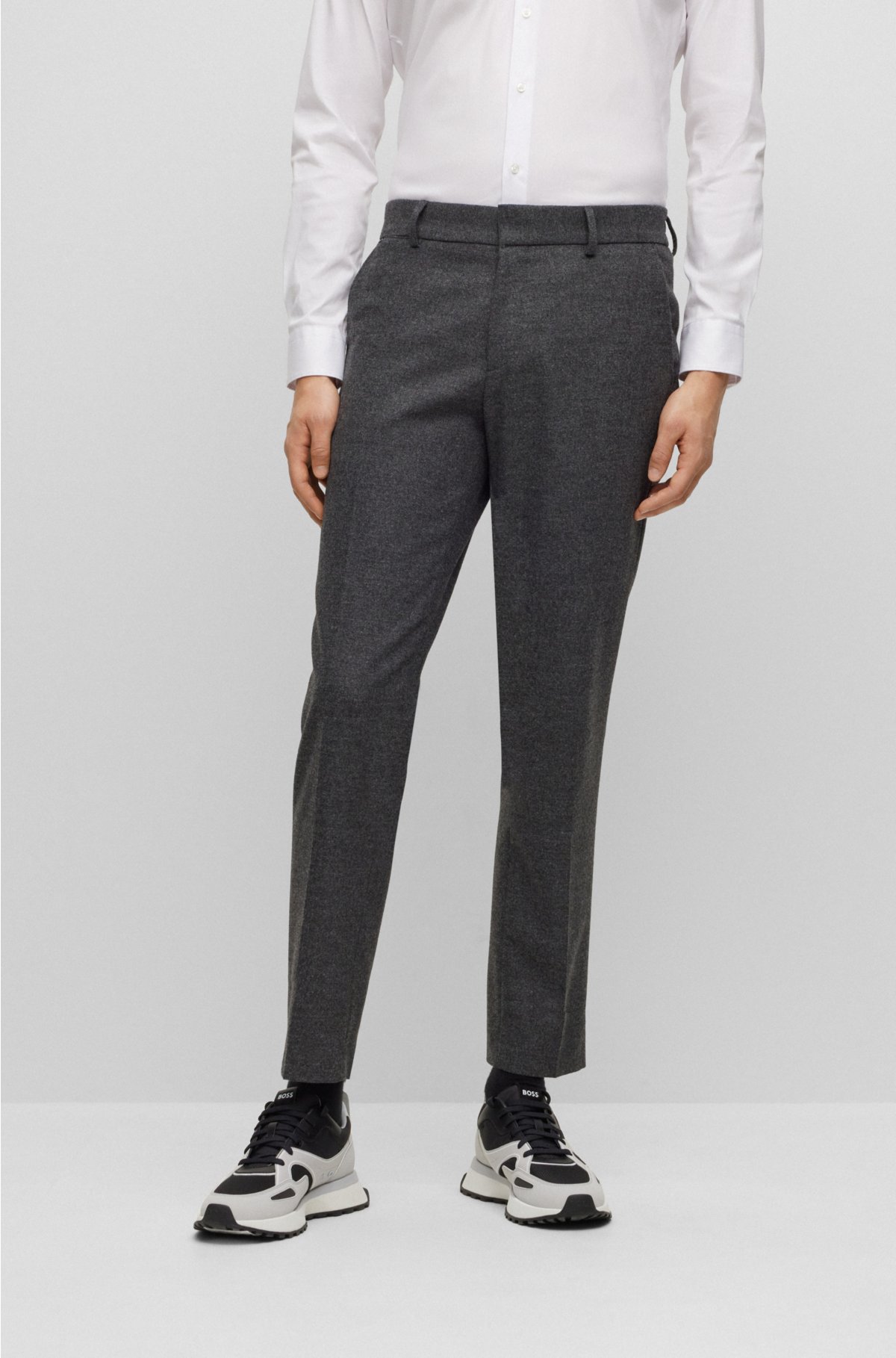 BOSS - Slim-fit formal trousers in stretch material