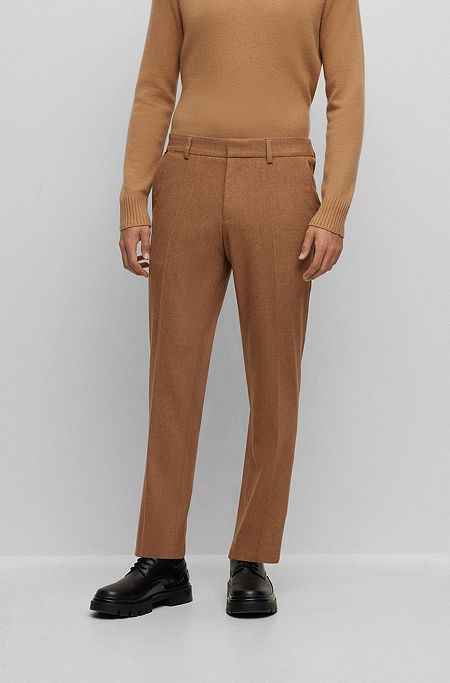 Slim-fit formal trousers in stretch material, Beige