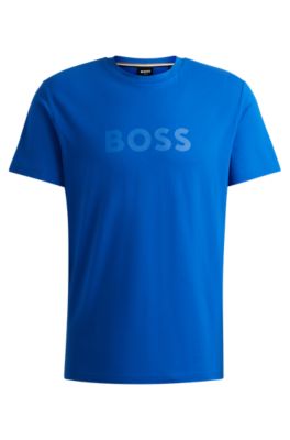 Hugo Boss T-shirt With Large Logo In Blue