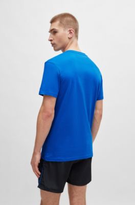Camiseta regular fit de punto de algod&oacute;n con protecci&oacute;n solar UV 50+, Azul