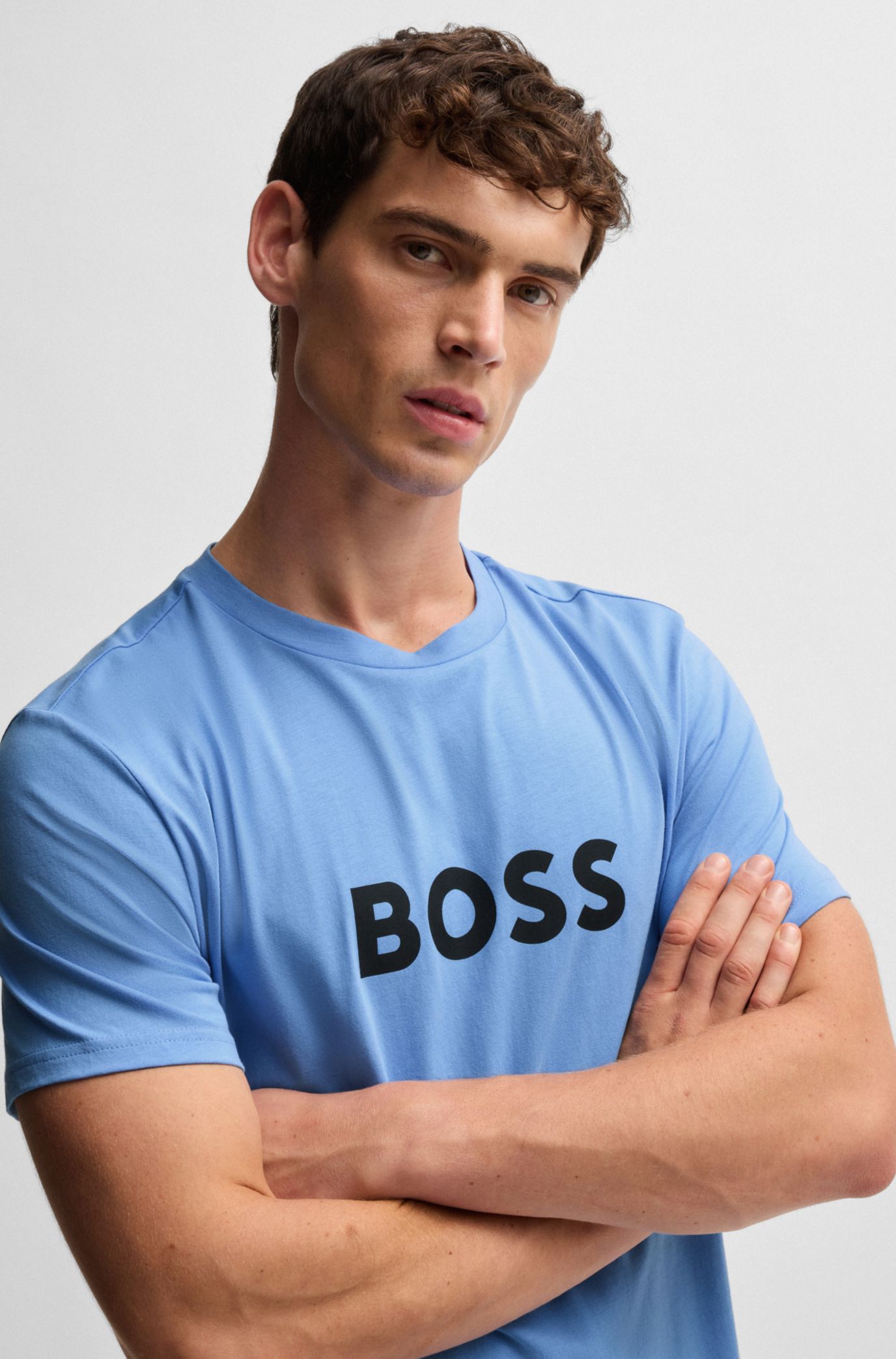 HUGO BOSS｜ (Cotton-jersey regular-fit T-shirt with SPF BOSS - Cotton-jersey regular-fit T-shirt with SPF 50+ UV