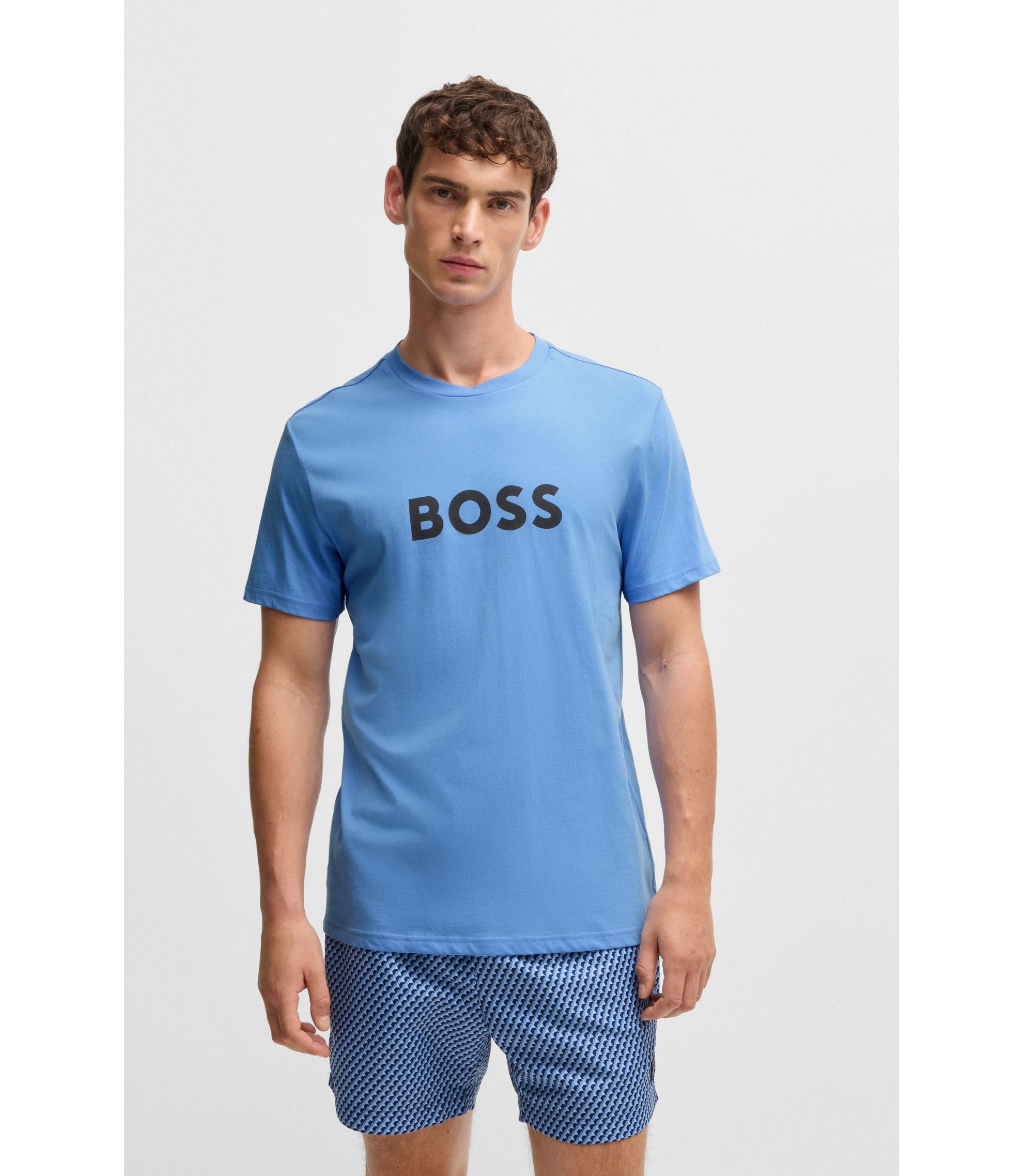 ■Hugo Boss■ Logo Short Sleeve T-Shirt Regular Fit 50503276 BOSS - Cotton-jersey regular-fit T-shirt with SPF 50+ UV