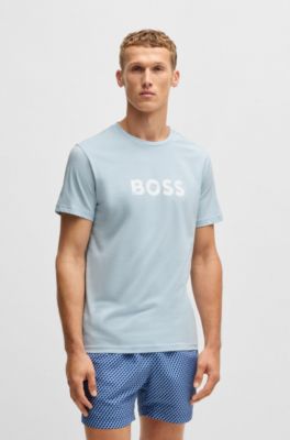 T-shirt Regular en jersey de coton avec protection anti-UV SPF&nbsp;50+, bleu clair