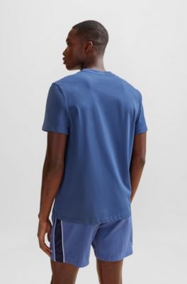 Camiseta regular fit de punto de algod&oacute;n con protecci&oacute;n solar UV 50+, Celeste