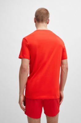 Camiseta regular fit de punto de algod&oacute;n con protecci&oacute;n solar UV 50+, Rojo
