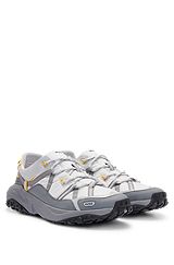 Mixed-material trainers with mesh and synthetic coated fabric, Light Grey