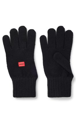 Hugo Wool Blend Gloves In Black