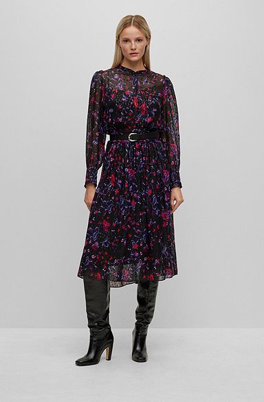 Oversize-fit floral-print dress in a silk blend, Patterned