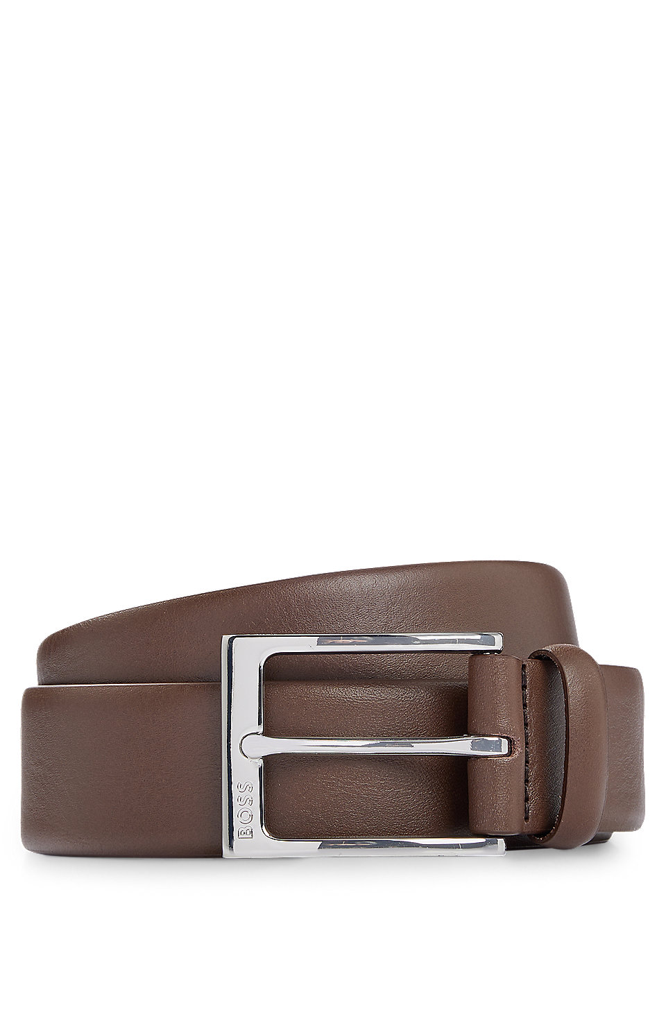 BOSS - Leather belt with silver-tone pin buckle