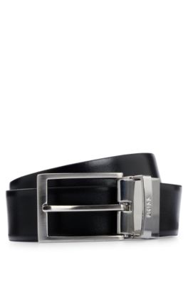 BOSS - Italian-leather belt with signature-stripe keeper