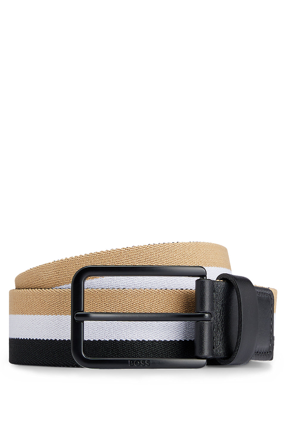 BOSS - Italian-leather reversible belt with logo-engraved keeper