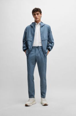 Slim-fit shirt in structured performance-stretch fabric, White