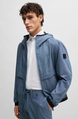 Slim-fit shirt in structured performance-stretch fabric, White