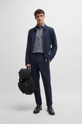 Camisa slim fit en tejido el&aacute;stico t&eacute;cnico con estructura, Celeste