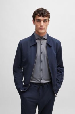 Camisa slim fit en tejido el&aacute;stico t&eacute;cnico con estructura, Celeste