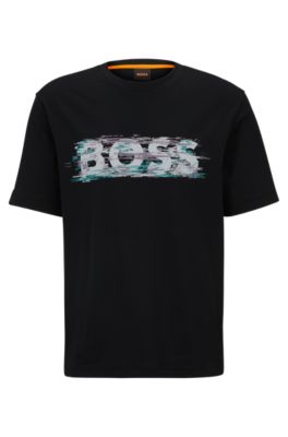 BOSS - Cotton-jersey relaxed-fit T-shirt with logo artwork 