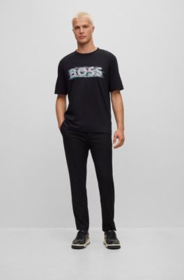 BOSS - Cotton-jersey relaxed-fit T-shirt with logo artwork