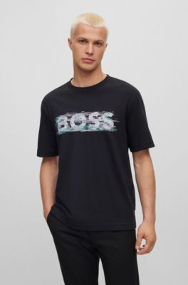 BOSS - Cotton-jersey relaxed-fit T-shirt with logo artwork