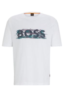 BOSS - Cotton-jersey relaxed-fit T-shirt with logo artwork