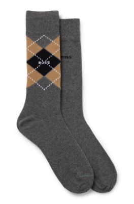 Hugo Boss Two-pack Of Regular-length Socks In Gray