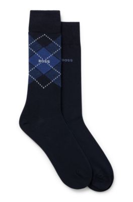 Hugo Boss Two-pack Of Regular-length Socks In Dark Blue