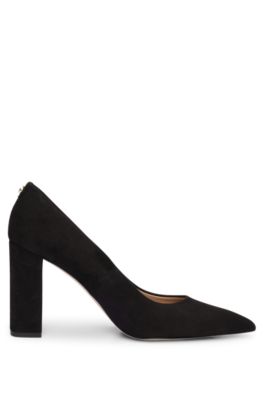 Suede pumps with 9cm block heel, Black
