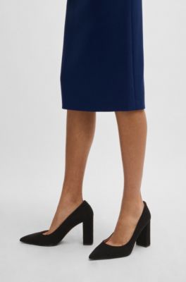 Suede pumps with 9cm block heel, Black