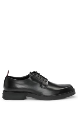 Nappa-leather Derby shoes with logo detail, Black