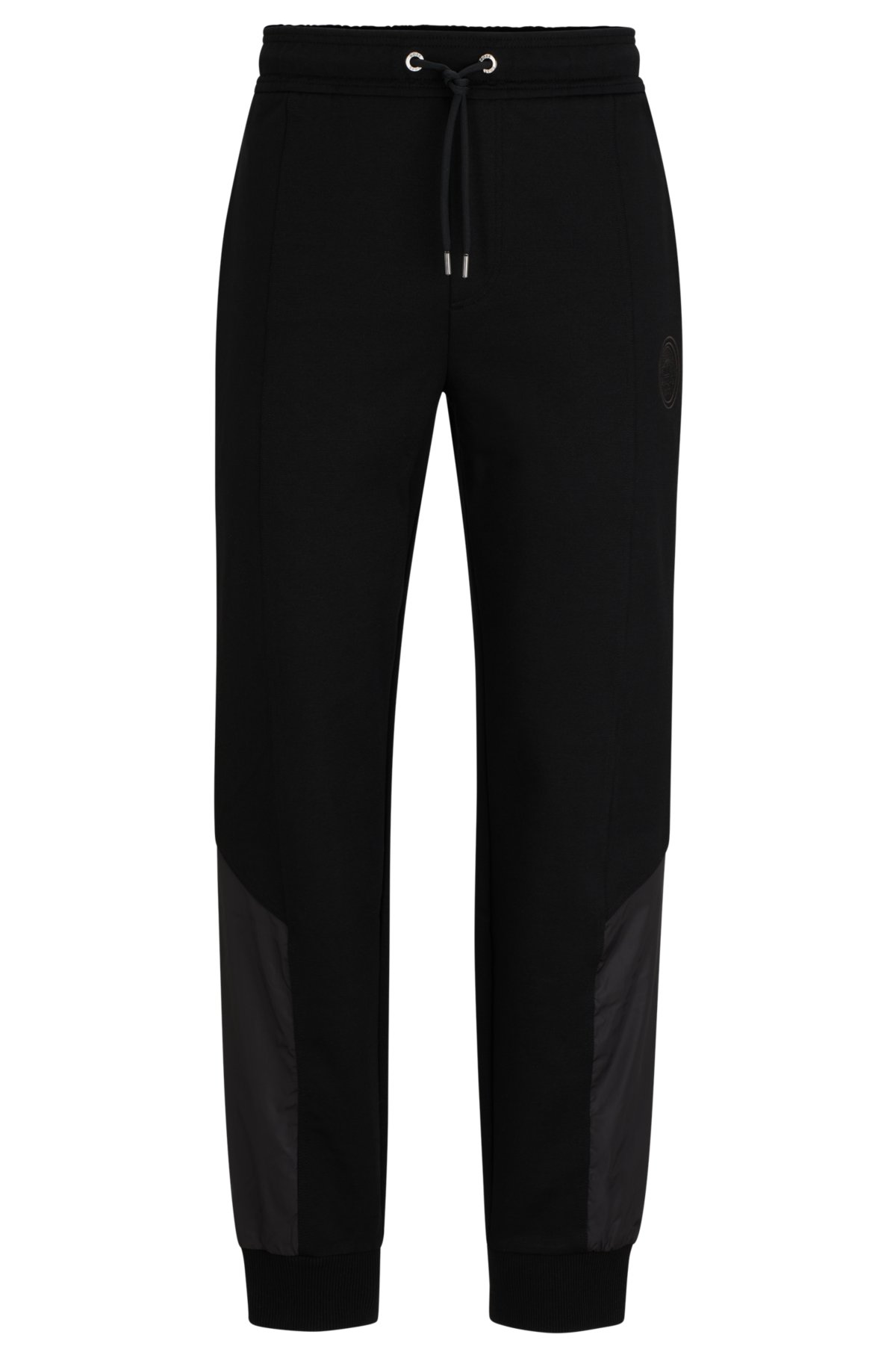 Porsche x BOSS cotton-blend tracksuit bottoms with embroidered logo, Black