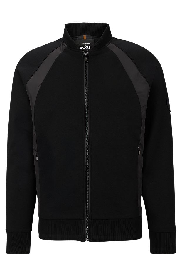 Porsche x BOSS cotton-blend sweatshirt with logo patch, Black