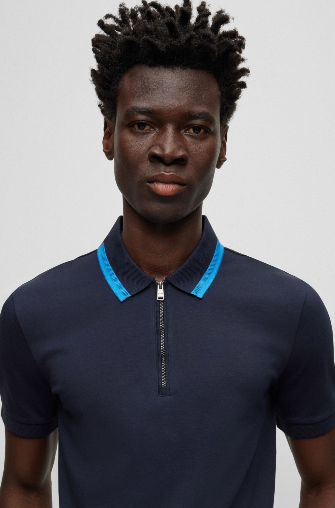 Boss blue polo outlet shirt