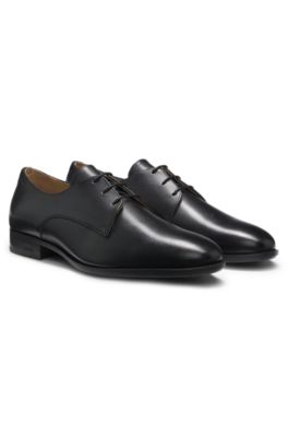 Embossed-logo Derby shoes in leather, Black