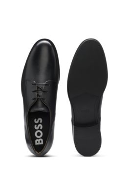 Embossed-logo Derby shoes in leather, Black